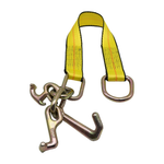 2" x 24" 1-Ply Strap Extension w/D-Ring on One End w/R, T, J Hook Cluster on Opposite End - Yellow