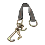 2" x 24" 1-Ply Strap Extension w/D-Ring on One End w/R, T, J Hook Cluster on Opposite End - Gray