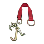 2" x 24" 1-Ply Strap Extension w/D-Ring on One End w/R, T, J Hook Cluster on Opposite End - Red