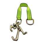 2" x 24" 1-Ply Strap Extension w/D-Ring on One End w/R, T, J Hook Cluster on Opposite End - Green