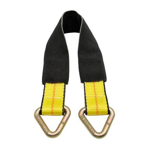 2" x 24" 1-Ply Axle Strap w/2" Forged Delta Ring on Both Ends w/Black Protective Wear Sleeve - Yellow