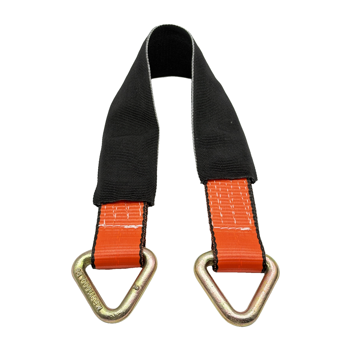 2" x 24" 1-Ply Axle Strap w/2" Forged Delta Ring on Both Ends w/Black Protective Wear Sleeve - Orange
