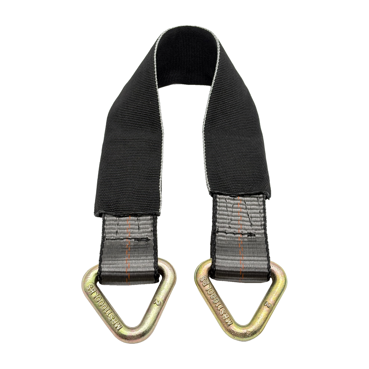 2" x 24" 1-Ply Axle Strap w/2" Forged Delta Ring on Both Ends w/Black Protective Wear Sleeve - Gray