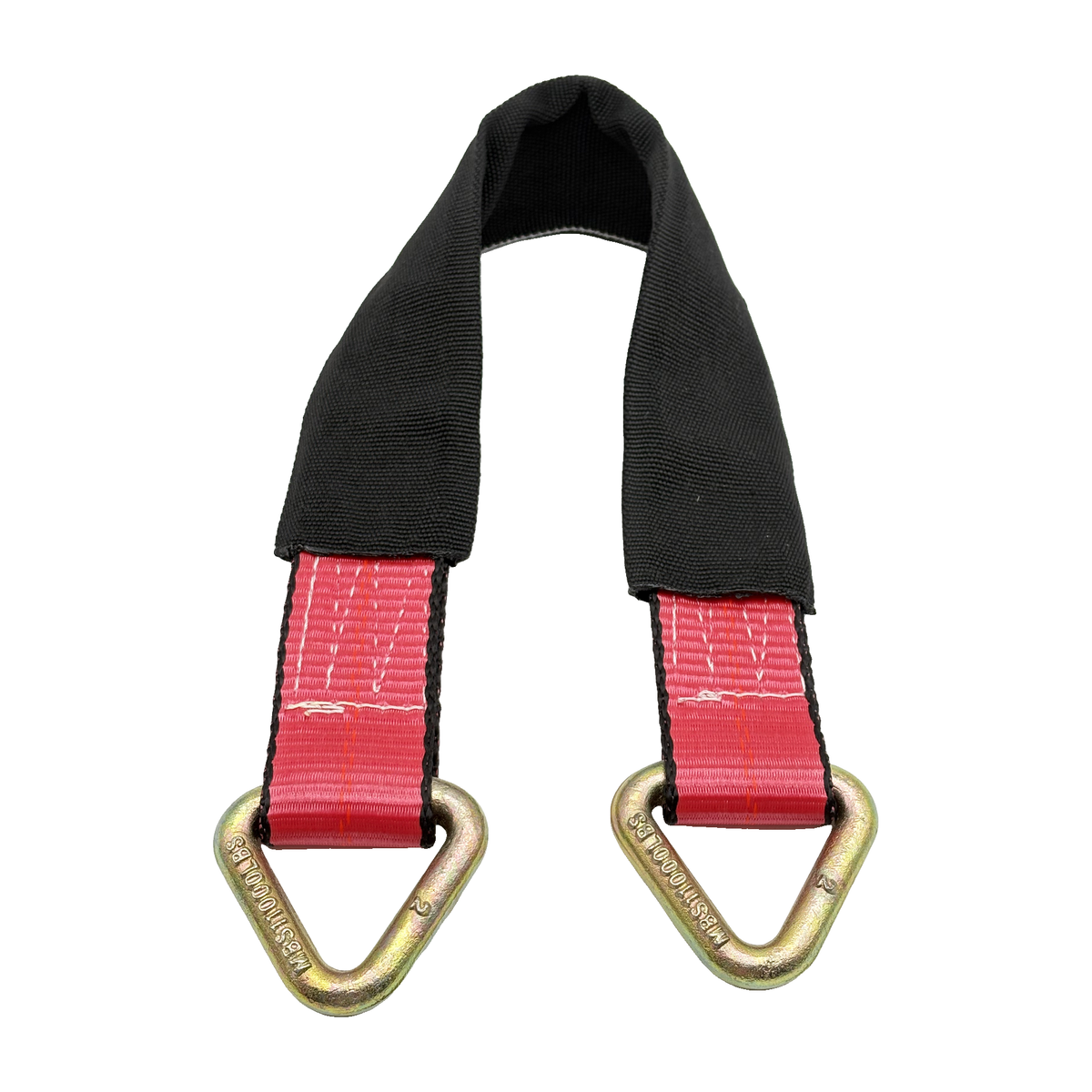 2" x 24" 1-Ply Axle Strap w/2" Forged Delta Ring on Both Ends w/Black Protective Wear Sleeve - Red