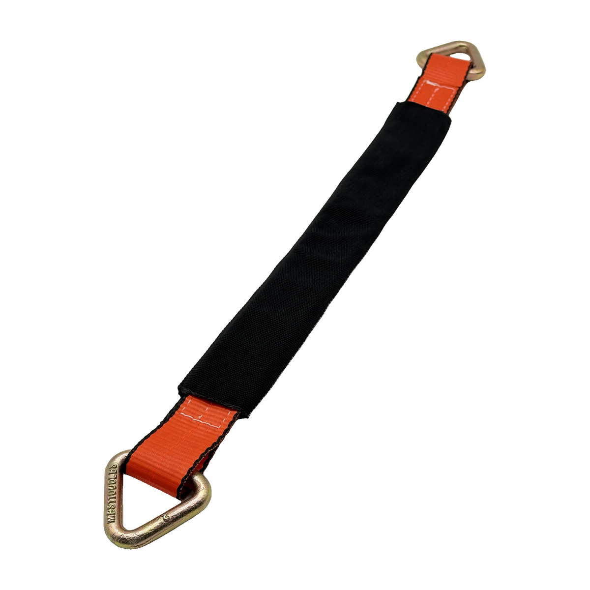 2" x 24" 3-Ply Center HD Axle Strap w/2" Forged Delta Ring on Both Ends w/Black Protective Wear Sleeve - Orange