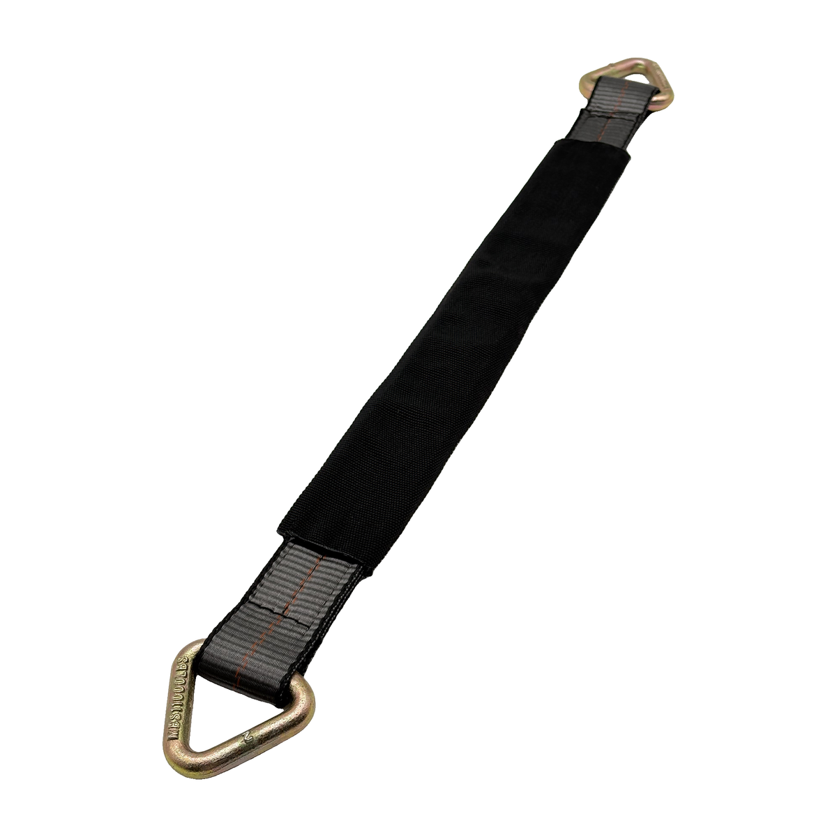 2" x 24" 3-Ply Center HD Axle Strap w/2" Forged Delta Ring on Both Ends w/Black Protective Wear Sleeve - Gray