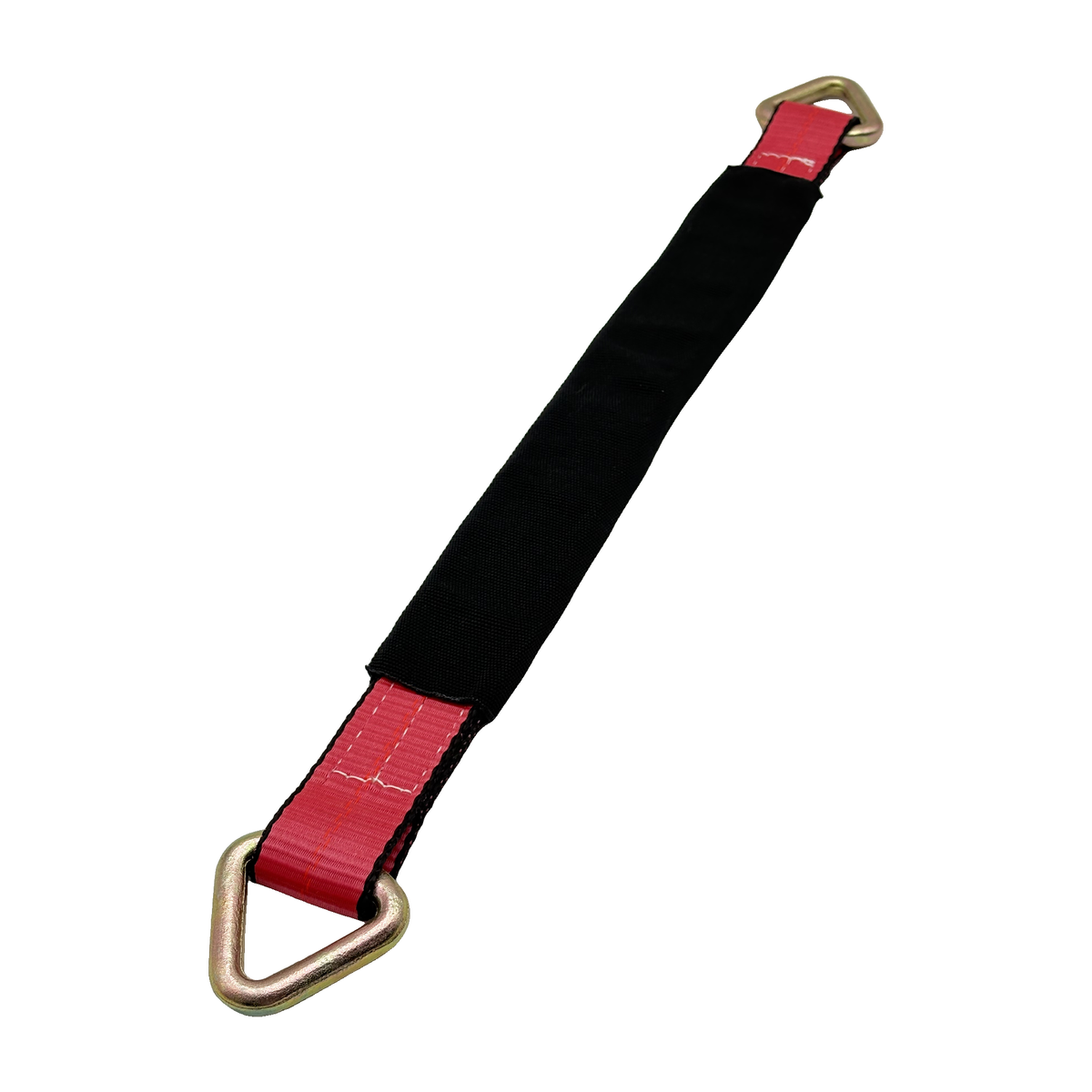 2" x 24" 3-Ply Center HD Axle Strap w/2" Forged Delta Ring on Both Ends w/Black Protective Wear Sleeve - Red