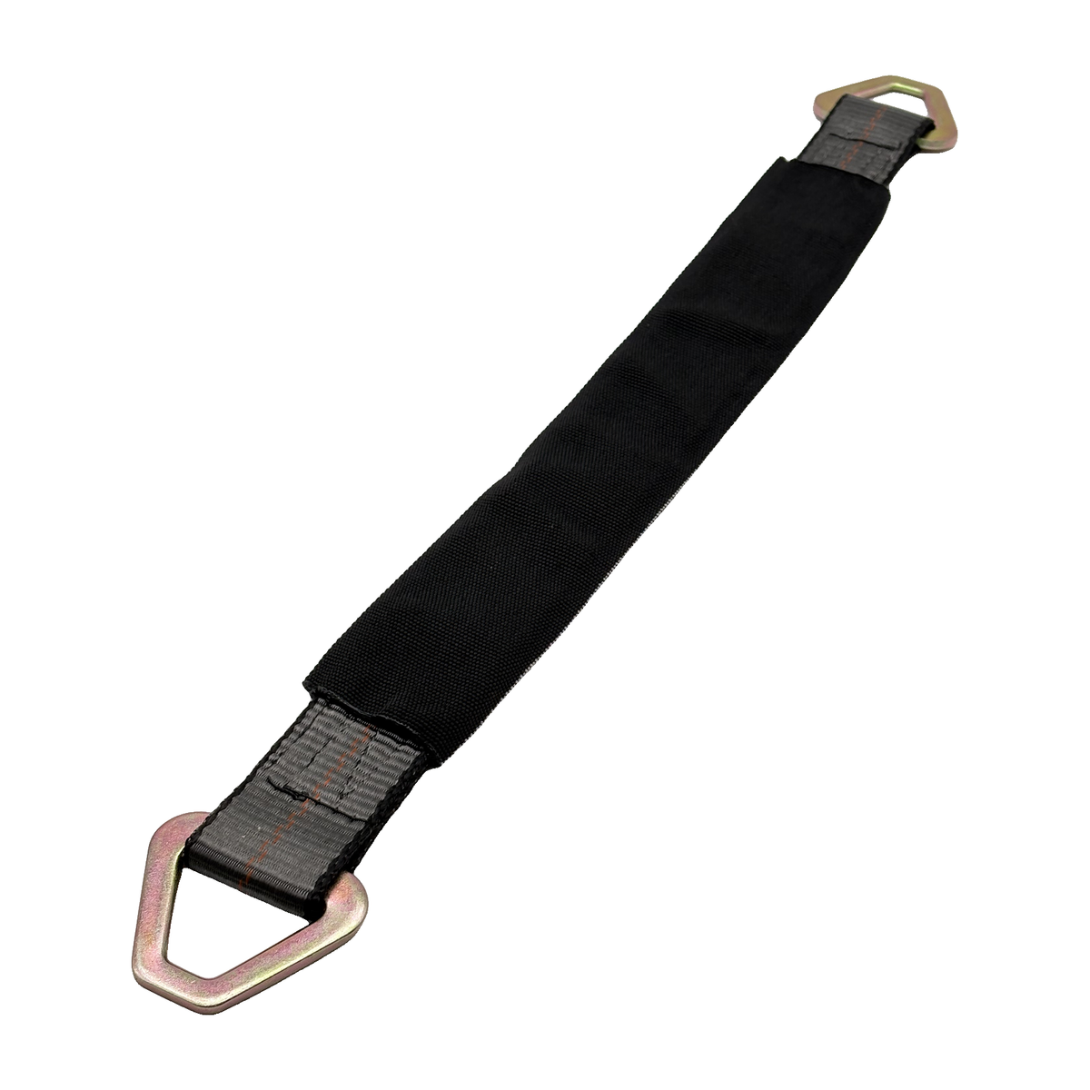 2" x 24" 1-Ply HD Axle Strap w/2" Flat Delta Ring on Both Ends w/Black Protective Wear Sleeve - Gray