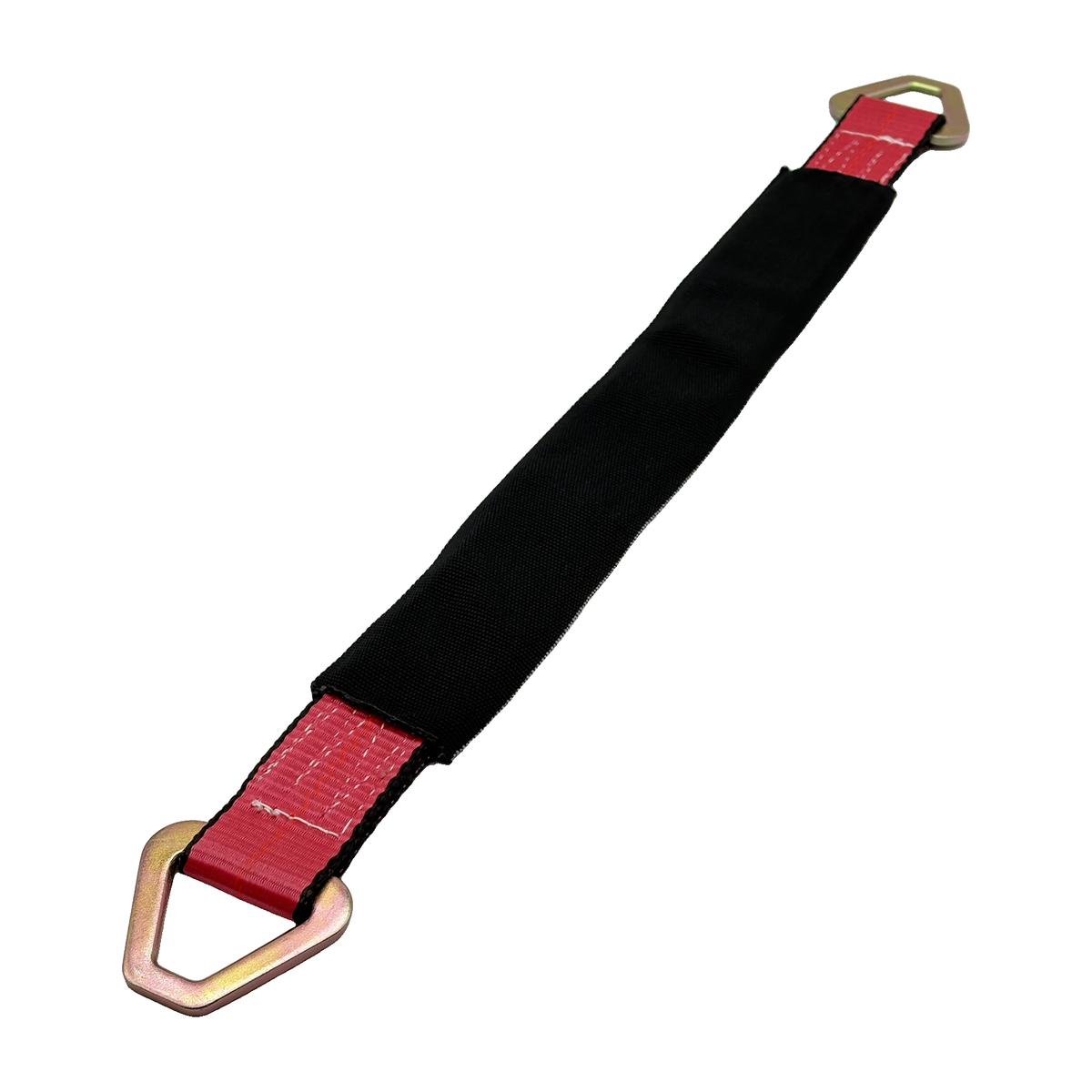 2" x 24" 1-Ply HD Axle Strap w/2" Flat Delta Ring on Both Ends w/Black Protective Wear Sleeve - Red