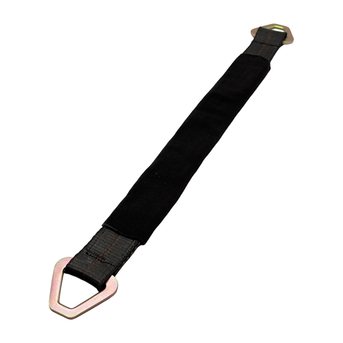 2" x 24" 3-Ply Center HD Axle Strap w/2" Flat Delta Ring on Both Ends w/Black Protective Wear Sleeve - Black