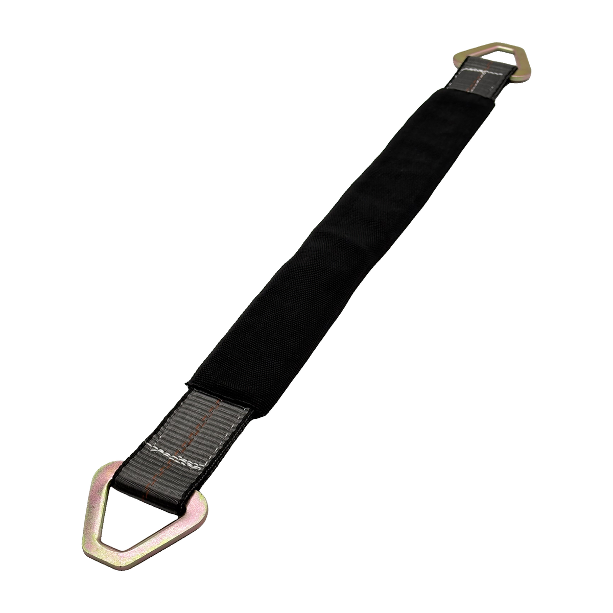 2" x 24" 3-Ply Center HD Axle Strap w/2" Flat Delta Ring on Both Ends w/Black Protective Wear Sleeve - Gray