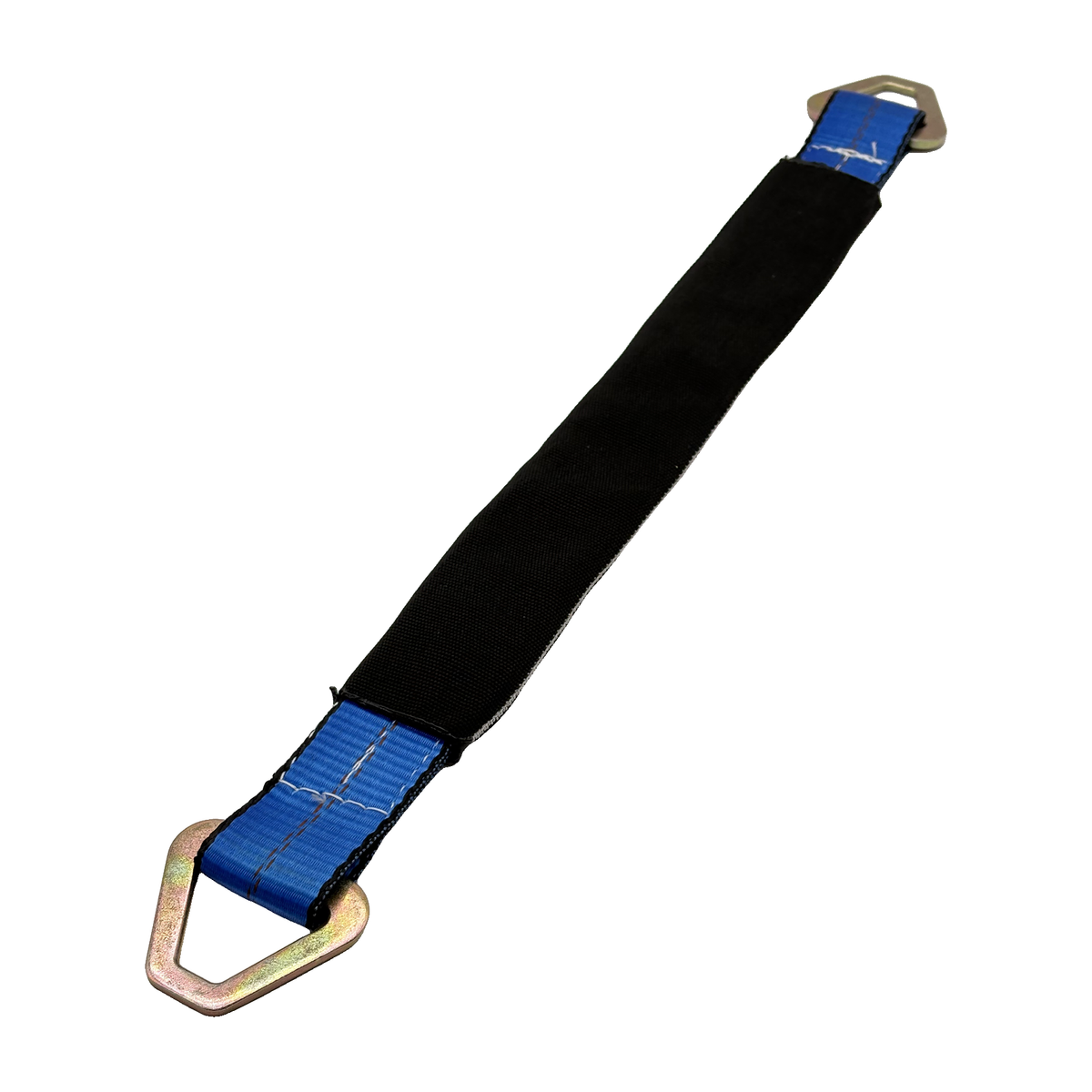 2" x 24" 3-Ply Center HD Axle Strap w/2" Flat Delta Ring on Both Ends w/Black Protective Wear Sleeve - Blue