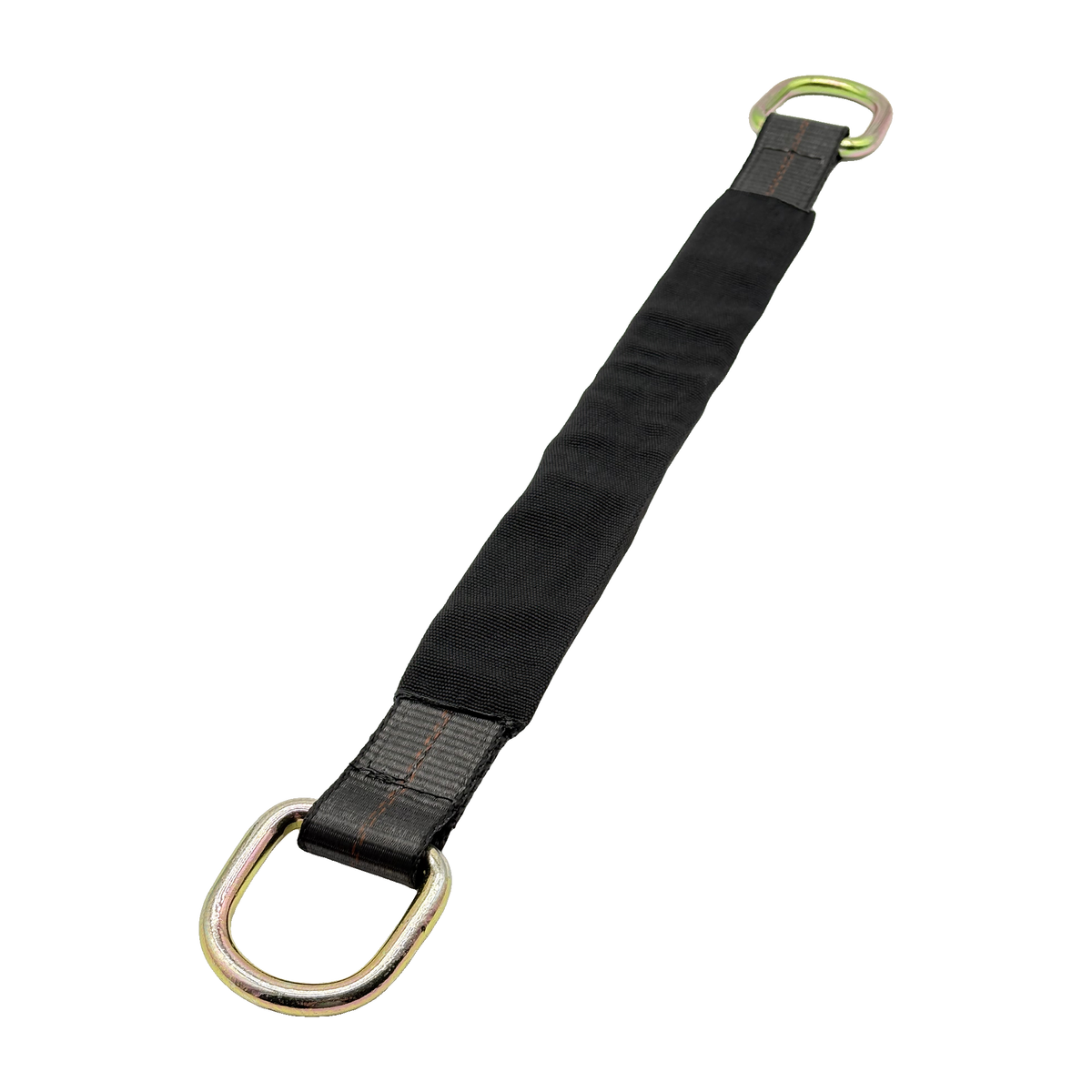 2" x 24" 3-Ply Center HD Axle Strap w/2" D-Ring on Both Ends w/Black Protective Wear Sleeve - Black