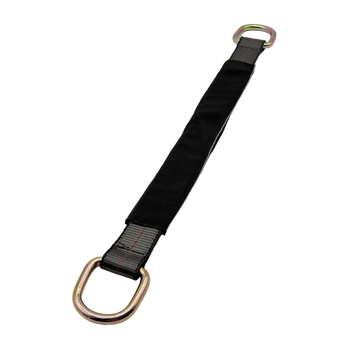 2" x 24" 3-Ply Center HD Axle Strap w/2" D-Ring on Both Ends w/Black Protective Wear Sleeve - Gray