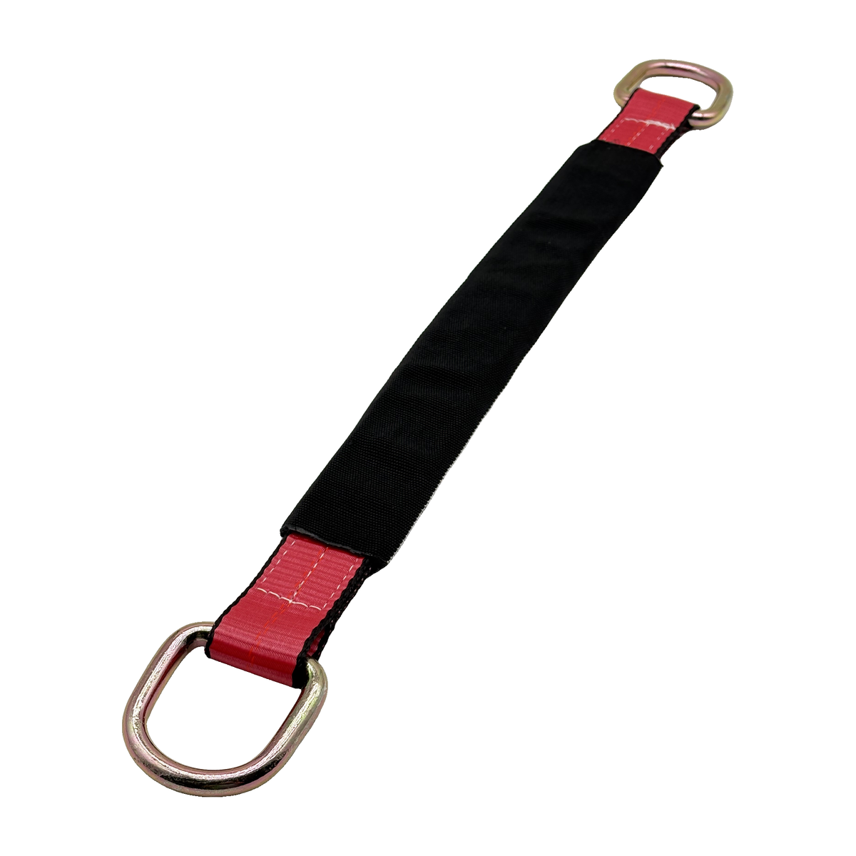 2" x 24" 3-Ply Center HD Axle Strap w/2" D-Ring on Both Ends w/Black Protective Wear Sleeve - Red