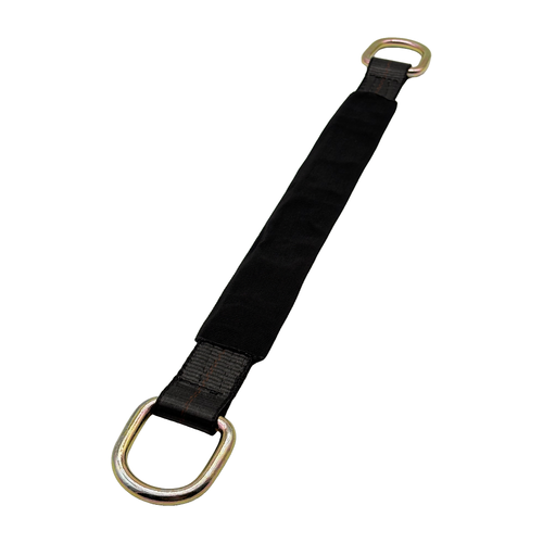 2" x 24" 1-Ply Axle Strap w/2" Heavy-Duty D-Ring on Both Ends w/Black Protective Wear Sleeve - Black