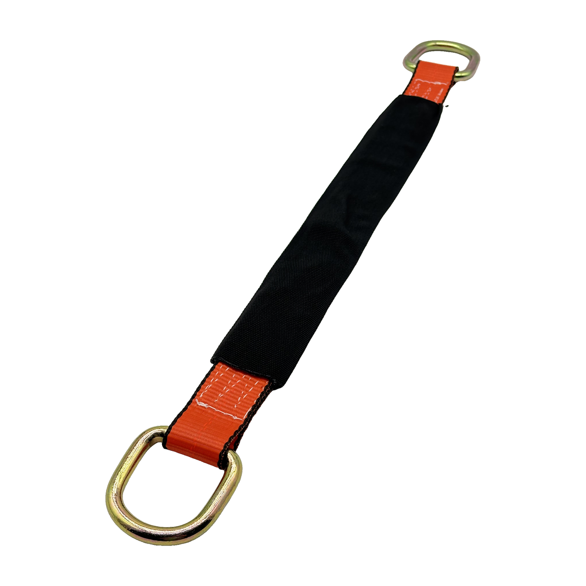 2" x 24" 1-Ply Axle Strap w/2" Heavy-Duty D-Ring on Both Ends w/Black Protective Wear Sleeve - Orange