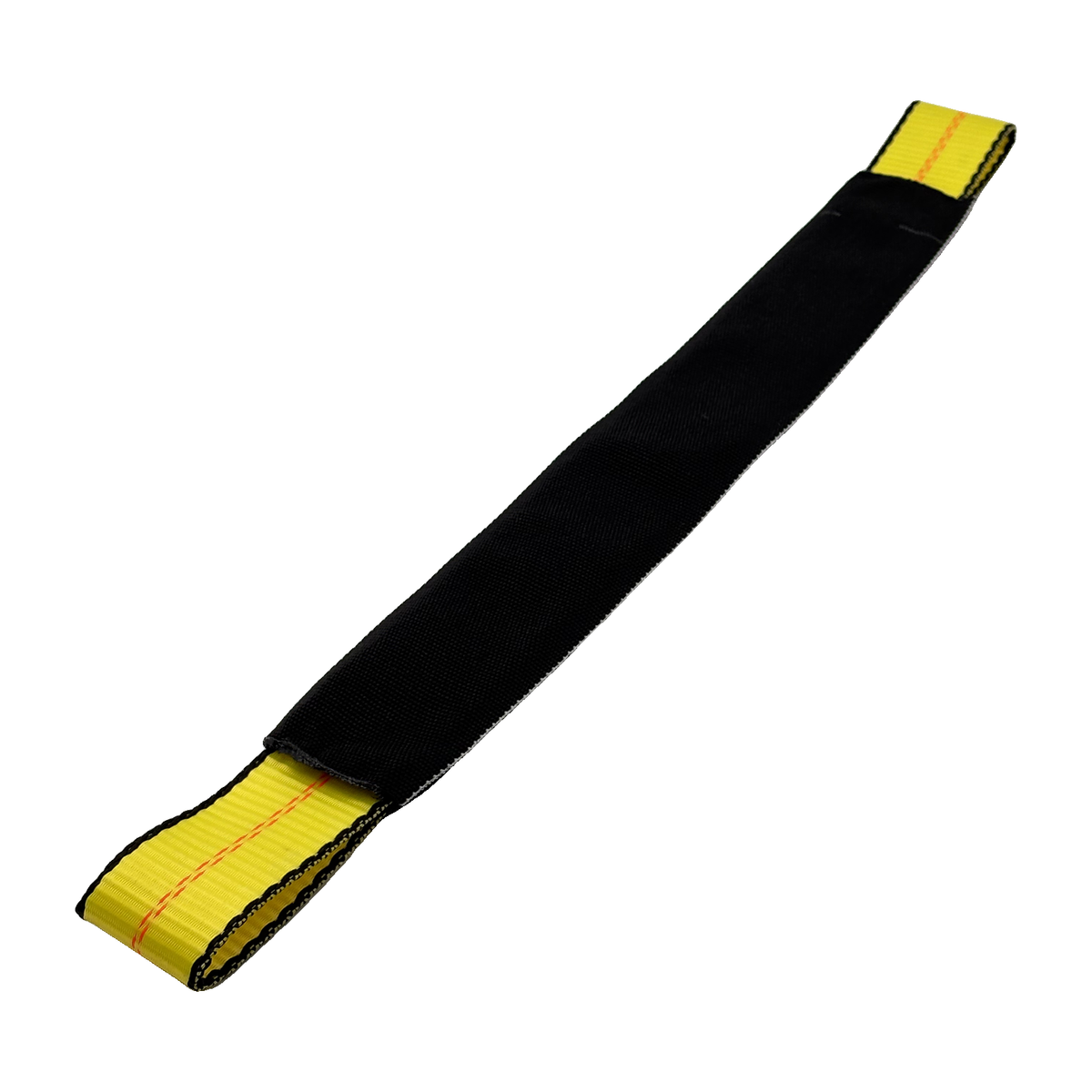 2" x 24" 1-Ply Axle Strap w/4" Sewn Loops on Both Ends w/Black Protective Wear Sleeve - Yellow