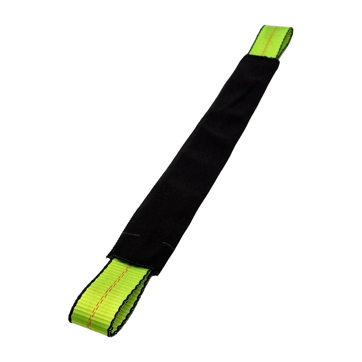 2" x 24" 1-Ply Axle Strap w/4" Sewn Loops on Both Ends w/Black Protective Wear Sleeve - Green