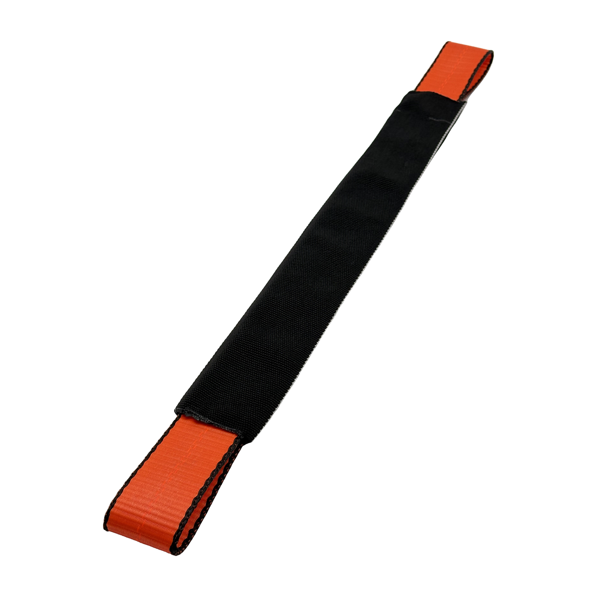 2" x 24" 3-Ply Center HD Axle Strap w/4" Sewn Loops on Both Ends w/Black Protective Wear Sleeve - Orange