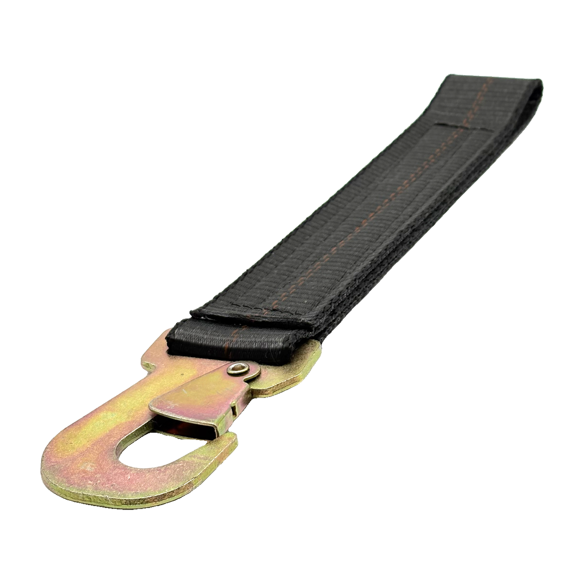 2" x 12" HD 3 Ply Center Short End/Ratchet Buckle End w/2'' Flat Snap Hook - Black