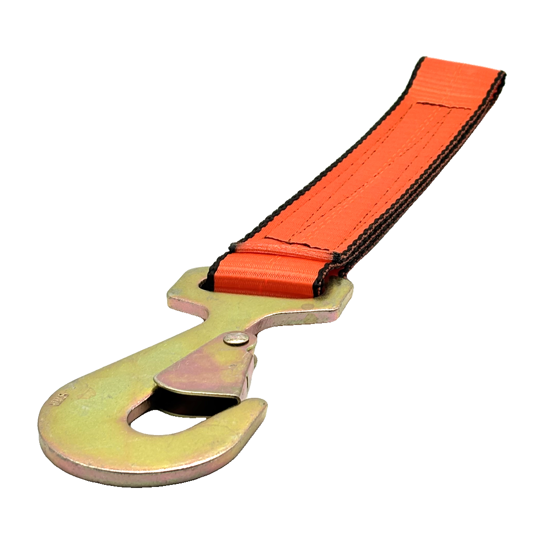 2" x 12" HD 3 Ply Center Short End/Ratchet Buckle End w/2'' Flat Snap Hook - Orange