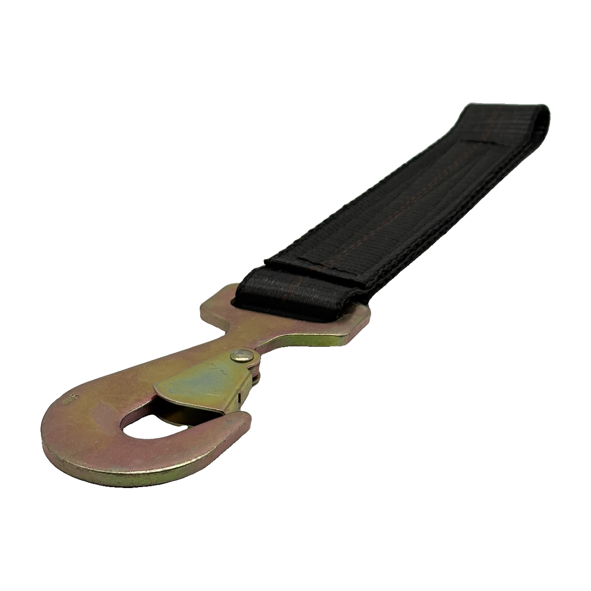 2" x 12" Heavy-Duty 3 Ply Center Short End/Ratchet Buckle End w/2" Tapered Flat Snap Hook - Black