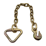 G70 3/8"x12" Chain Tail Assembly w/3" Forged Delta Ring on One End w/G70 3/8" Forged Grab Hook on Opposite End