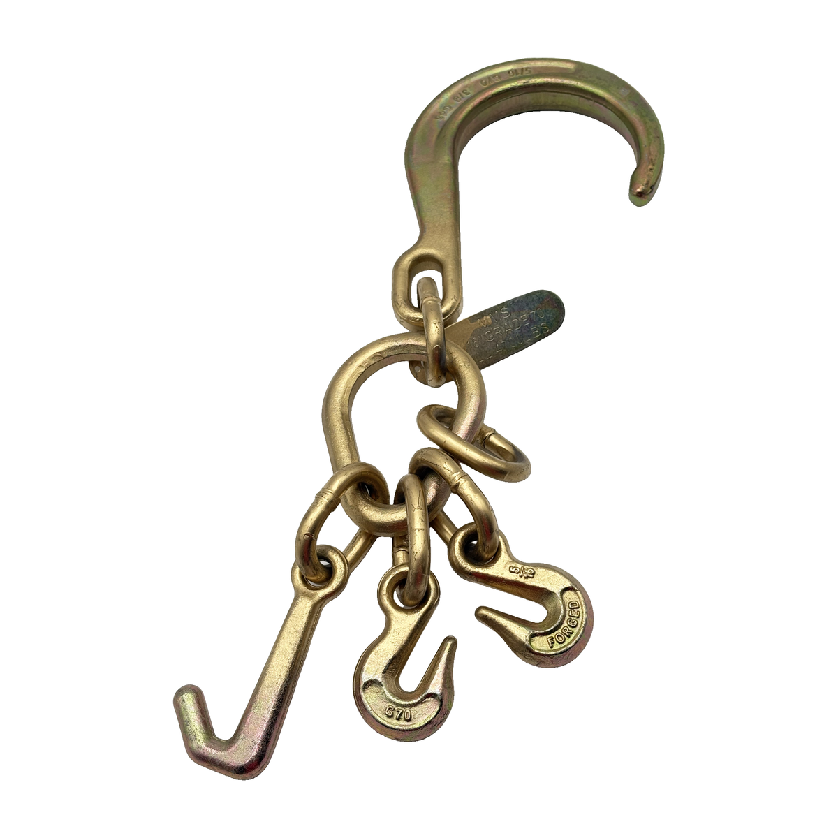G70 Hook Cluster w/8" Grab Hook w/4" J Frame Hook w/2-Forged 5/16" Grab Hook w/Blank .437 Welded Link w/Forged 5/8" Pear Link