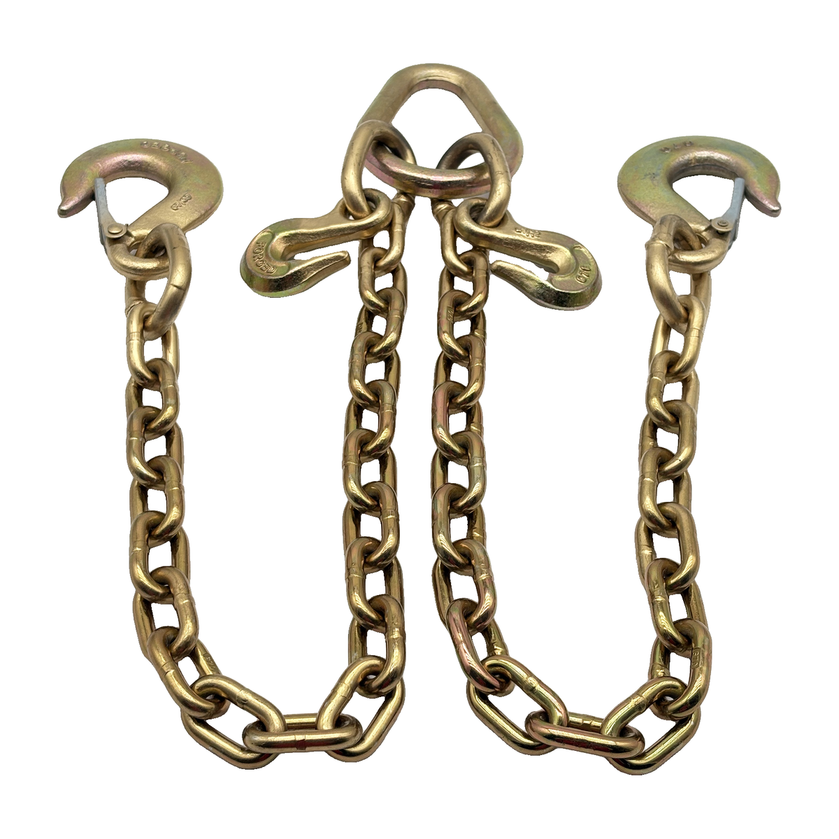 G70 V-Bridle Chain Assembly w/24" Chain Legs w/Forged G70 3/8" Slip Hook w/Safety Latches