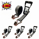 2" x 27' MMS Short-Handle Ratchet Strap w/Double-J Hook - Gray 4-Pack
