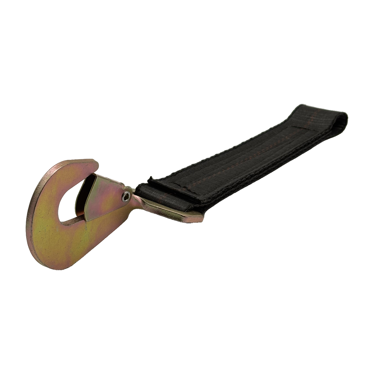 2" x 12" Heavy-Duty 3 Ply Center Short End/Ratchet Buckle End w/2" Twisted Flat Snap Hook - Black