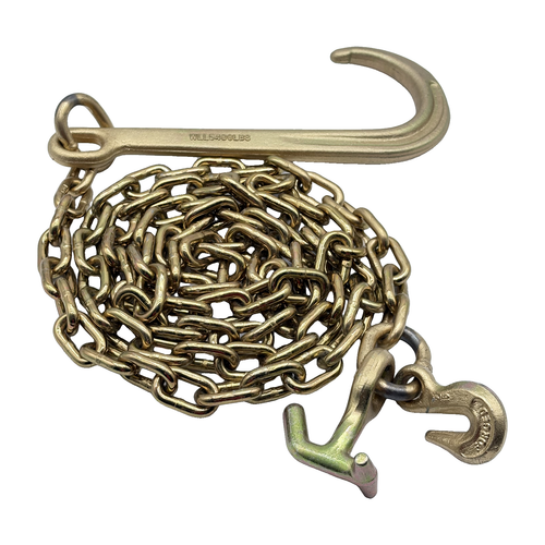 G70 5/16"x10' Chain Assembly w/15" J Hook on One End w/T-J Combo Frame and Grab Hook on Opposite End