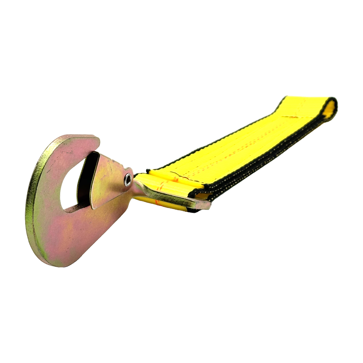 2" x 12" HD 3 Ply Center Short End/Ratchet Buckle End w/2'' Twisted Flat Snap Hook - Yellow