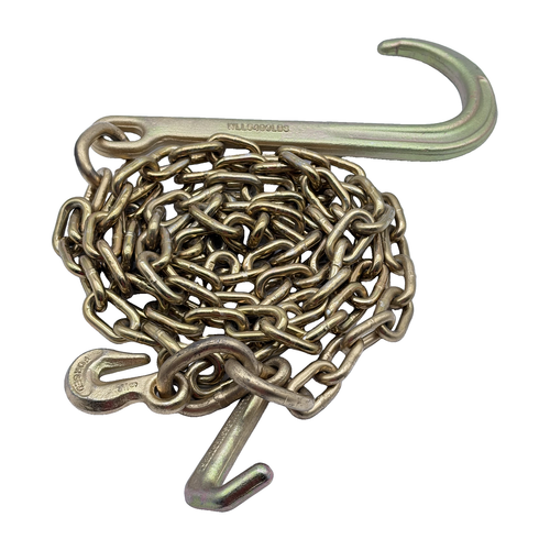 G70 5/16"x10' Chain Assembly w/15" J Hook on One End w/4" Mini J Frame Hook and Forged 5/16" Grab Hook on Opposite End