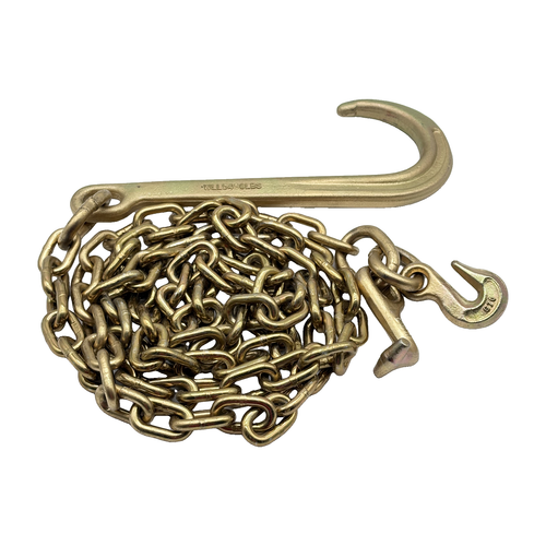 G70 5/16"x10' Chain Assembly w/15" J Hook on One End w/"T" Frame Hook and Forged 5/16" Grab Hook on Opposite End