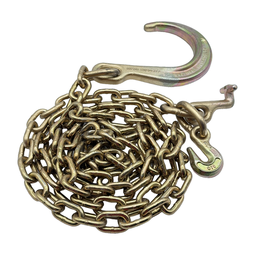 G70 5/16"x10' Chain Assembly w/8" J Hook on One End w/"T" Frame Hook and Forged 5/16" Grab Hook on Opposite End