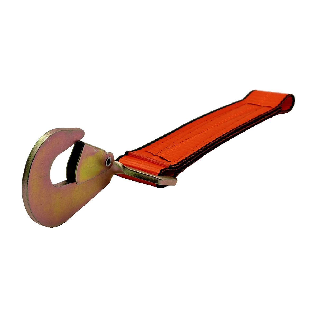 2" x 12" Heavy-Duty 3 Ply Center Short End/Ratchet Buckle End w/2" Twisted Flat Snap Hook - Orange