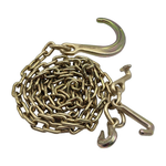 G70 5/16"x10' Chain Assembly w/8" J Hook on One End w/T,4" Mini J Frame Hook and Forged 5/16" Grab Hook on Opposite End