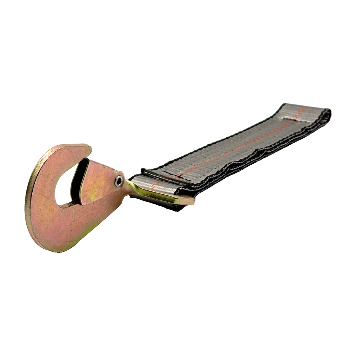 2" x 12" HD 3 Ply Center Short End/Ratchet Buckle End w/2'' Twisted Flat Snap Hook - Gray
