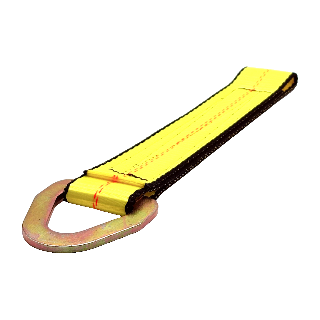 2" x 12" HD 3 Ply Center Short End/Ratchet Buckle End w/2'' Flat Delta Ring - Yellow