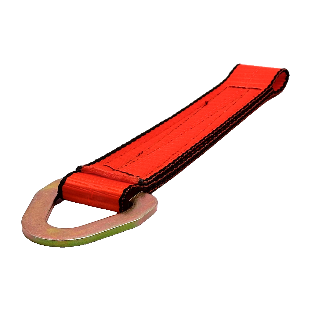 2" x 12" HD 3 Ply Center Short End/Ratchet Buckle End w/2'' Flat Delta Ring - Orange