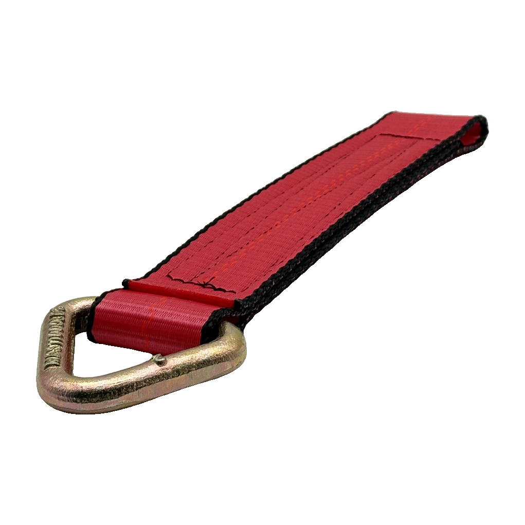 2" x 12" Heavy-Duty 3 Ply Center Short End/Ratchet Buckle End w/2" Forged Flat Delta Ring - Red
