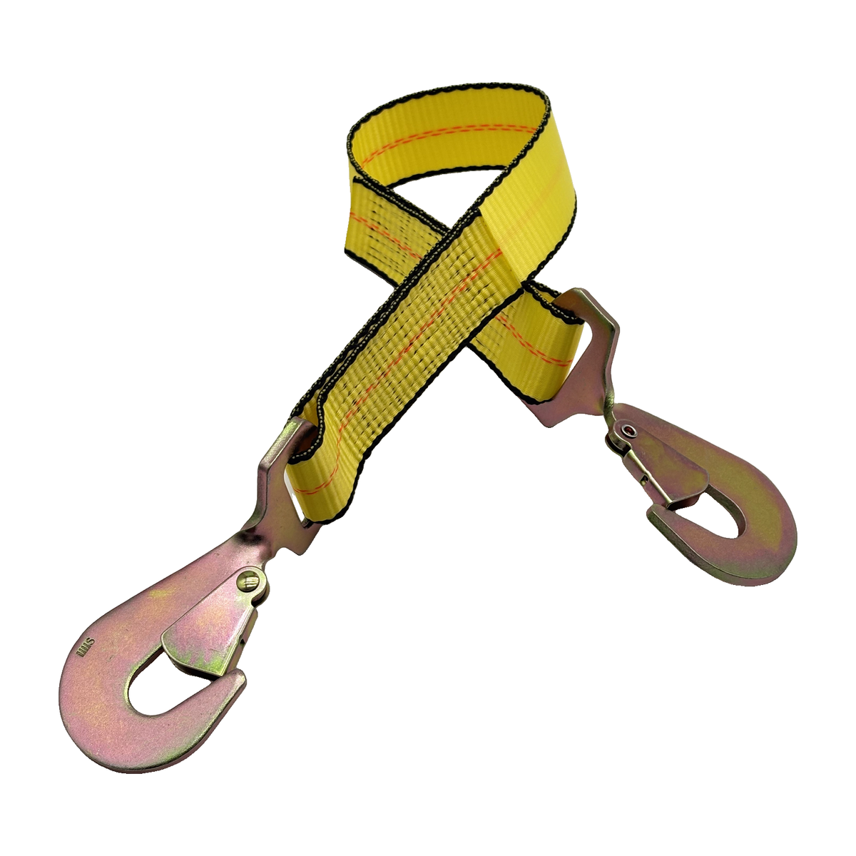 2" x 24" 1-Ply Strap Extension w/Twisted Flat Snap Hooks on Each End - Yellow