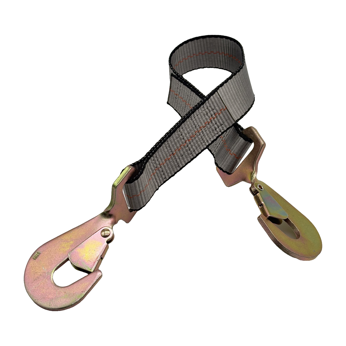 2" x 24" 1-Ply Strap Extension w/Twisted Flat Snap Hooks on Each End - Gray