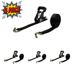 Heavy-Duty 1" x 16' Ratchet Strap w/J-Hook 4-Pack