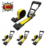2" x 27' MMS Long-Handle Ratchet Strap with Flat Hook 4-Pack - Yellow