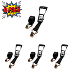 2" x 27' MMS Long-Handle Ratchet Strap w/Double-J Hook 4-Pack - Black