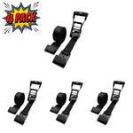 2" x 27' MMS Short-Handle Ratchet Strap w/Flat Hook 4-Pack - Black