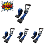 2" x 27' MMS Short-Handle Ratchet Strap w/Flat Hook 4-Pack - Blue